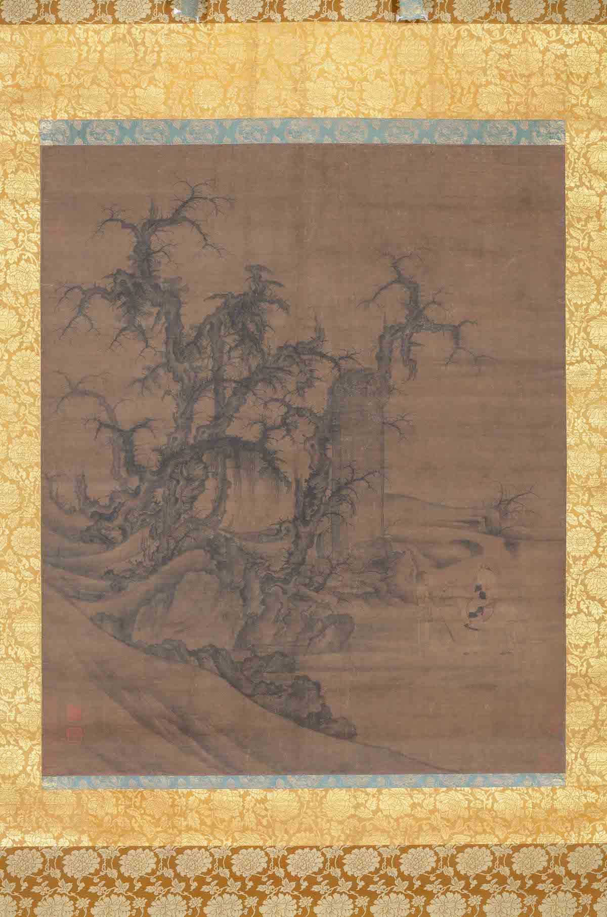 宋李成王晓《读碑窠石图》轴大阪市立美术馆藏