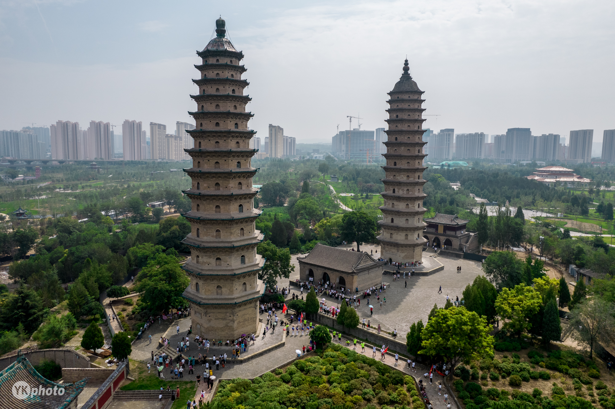 太原标志性古建筑华丽变身北方园林,再现古晋阳"双塔凌霄"美景