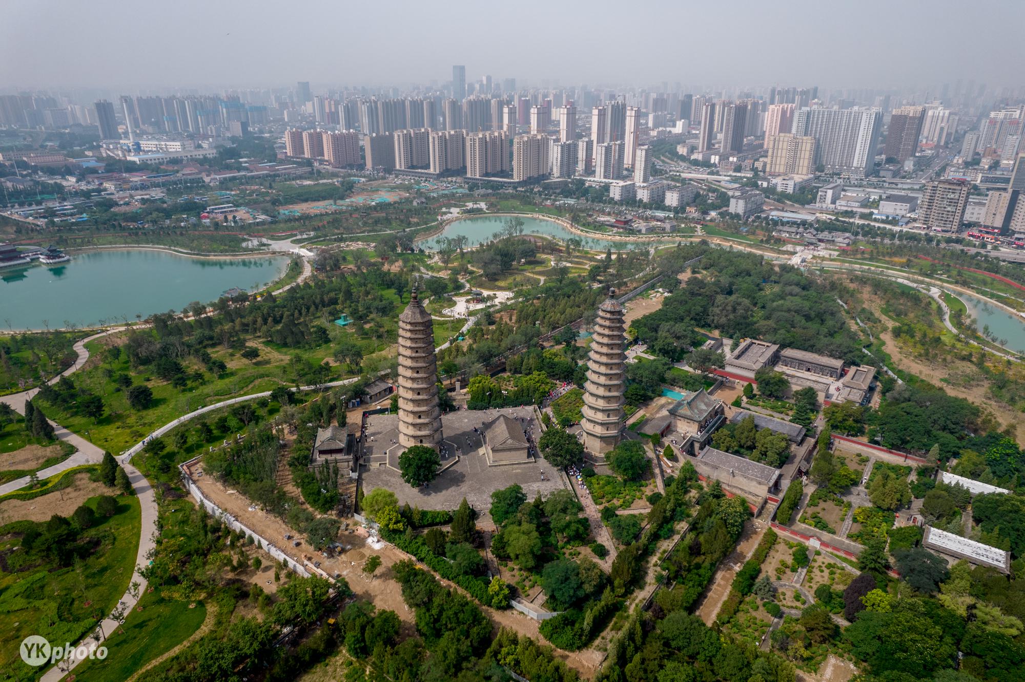 太原标志性古建筑华丽变身北方园林,再现古晋阳"双塔凌霄"美景