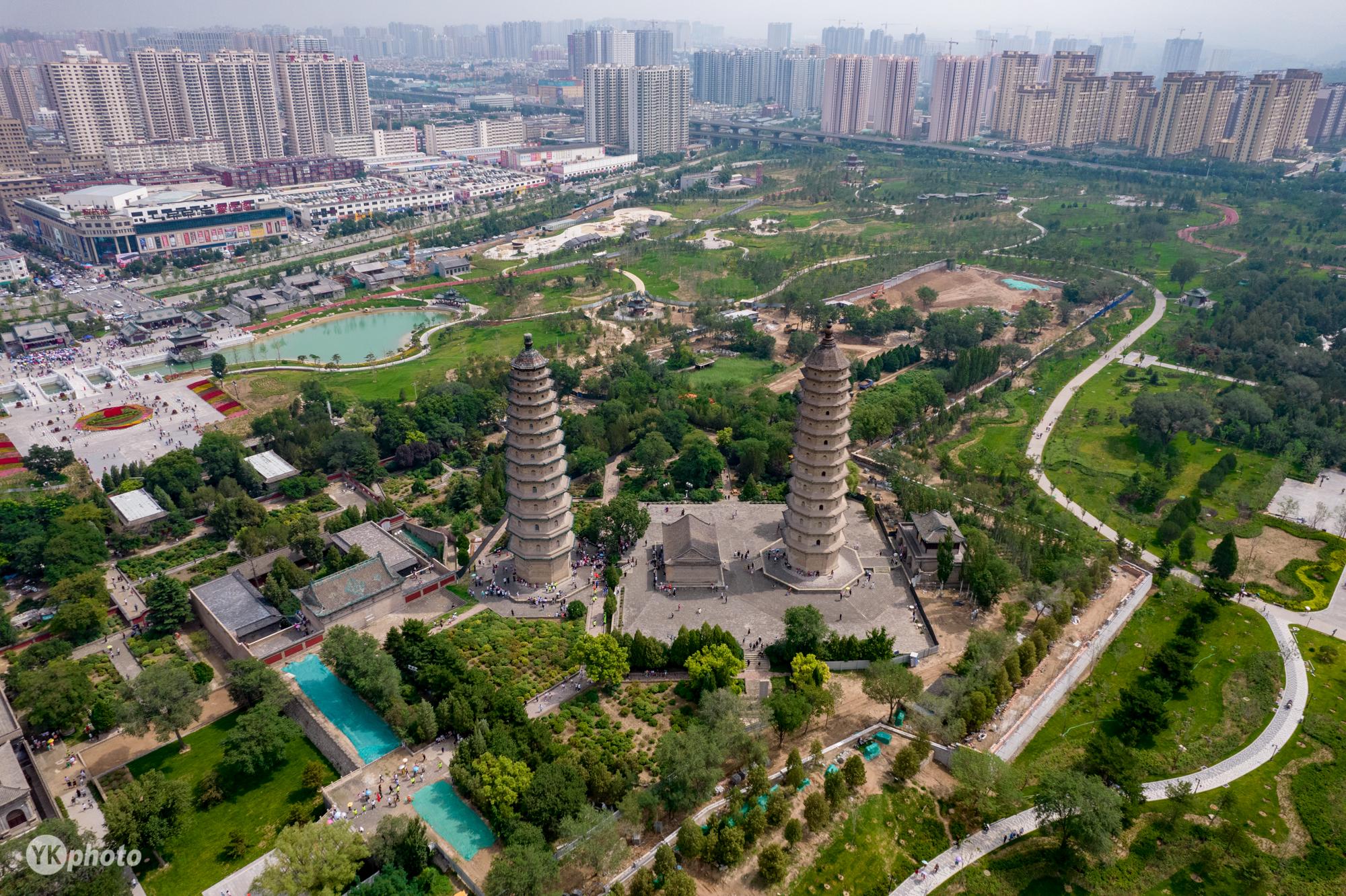 太原标志性古建筑华丽变身北方园林,再现古晋阳"双塔凌霄"美景