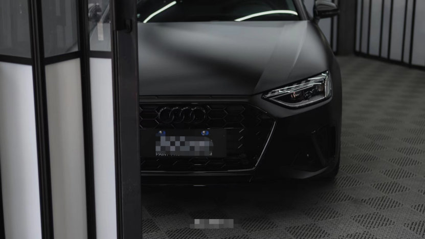 膜呗改色案例:奥迪a4l全车换色磨砂黑 有种复古奢华的感觉