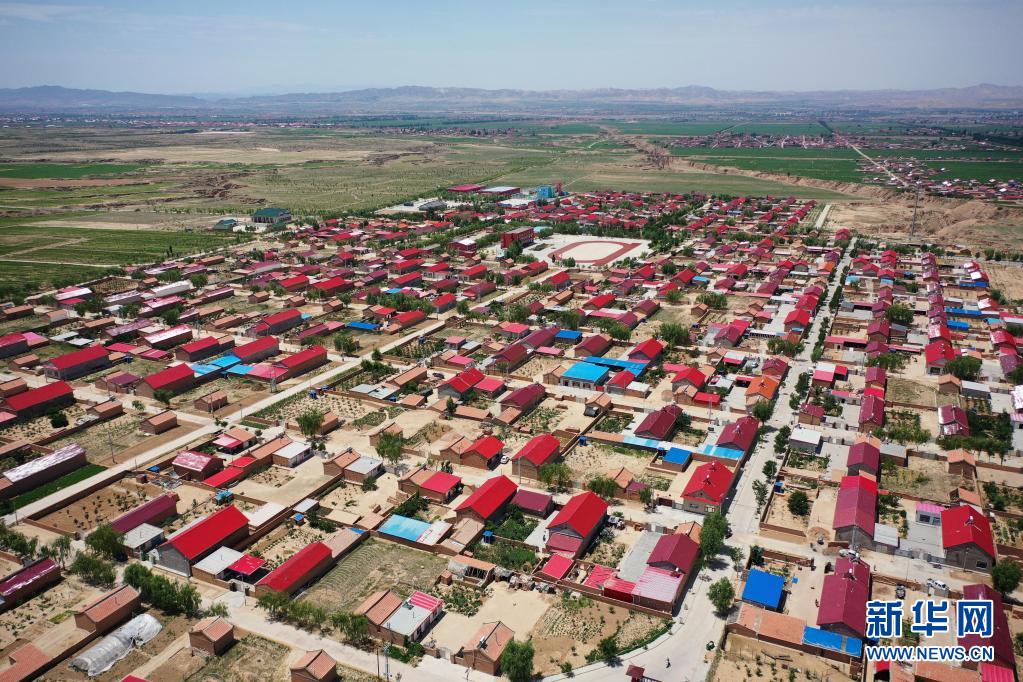 宁夏吴忠市同心县预旺镇"抗战之声"照片拍摄地(6月21日摄,无人机照片)