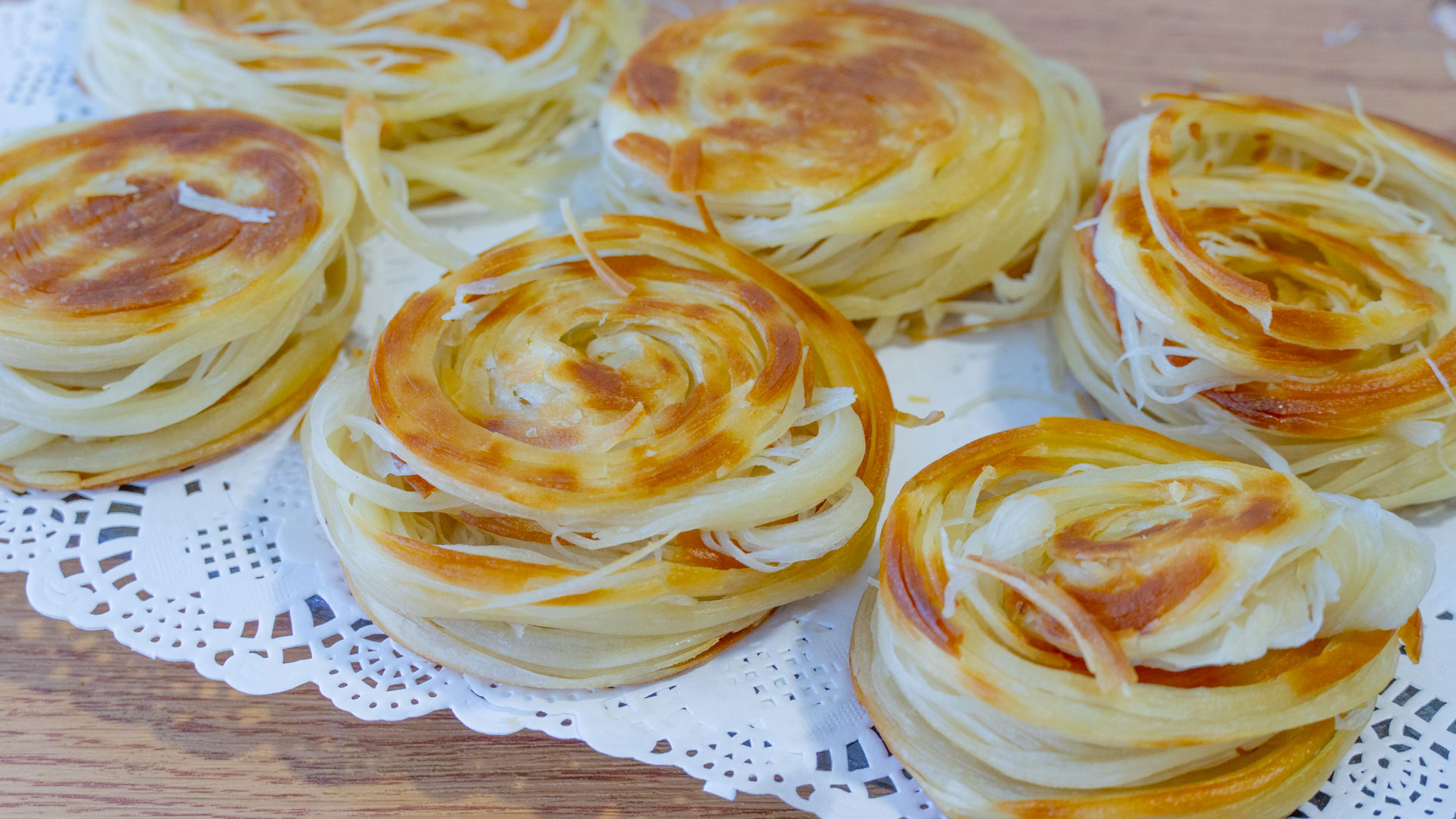 盘丝饼家庭制作卷一卷抻一抻满口酥香放凉了也好吃超爱