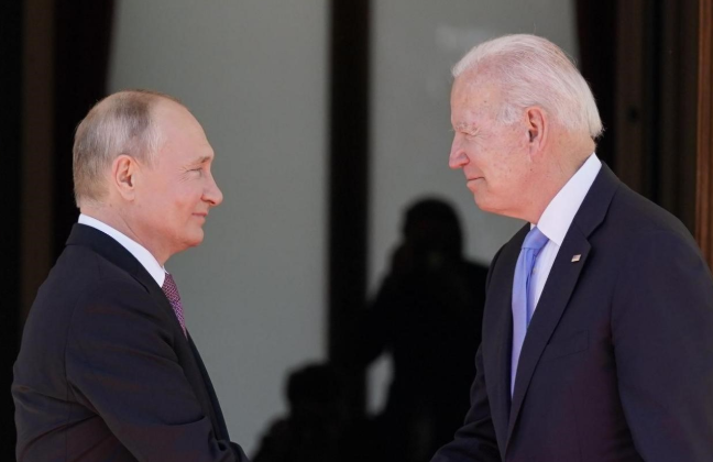 △6月16日，普京和拜登在日内瓦举行会晤（资料图）