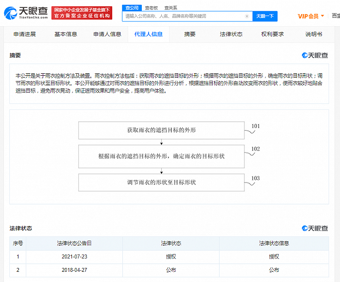 小米获雨衣控制变形专利授权