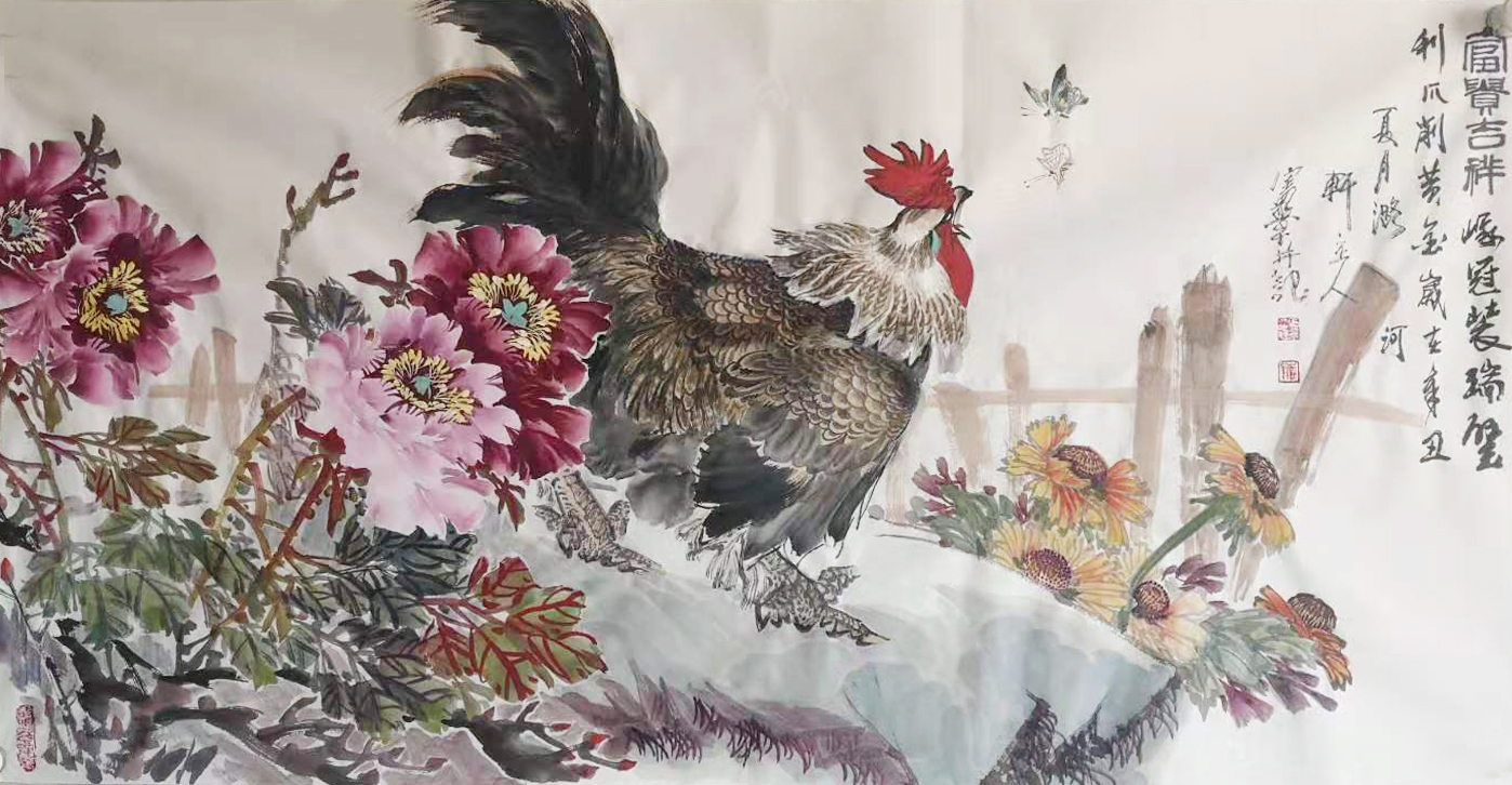 直抒胸臆神气尽显著名画家李宪章独创画鸡风格特点