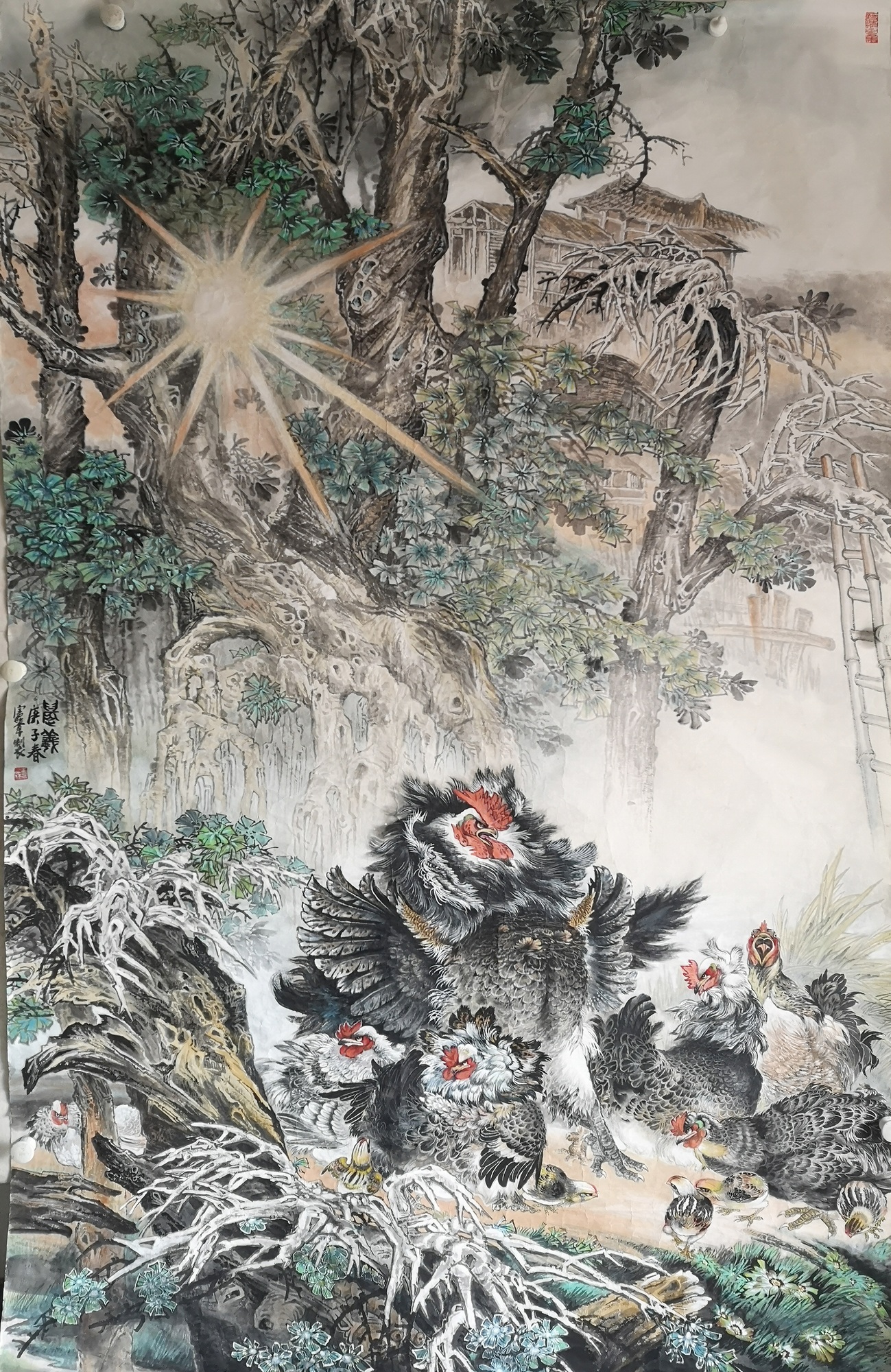 直抒胸臆神气尽显著名画家李宪章独创画鸡风格特点