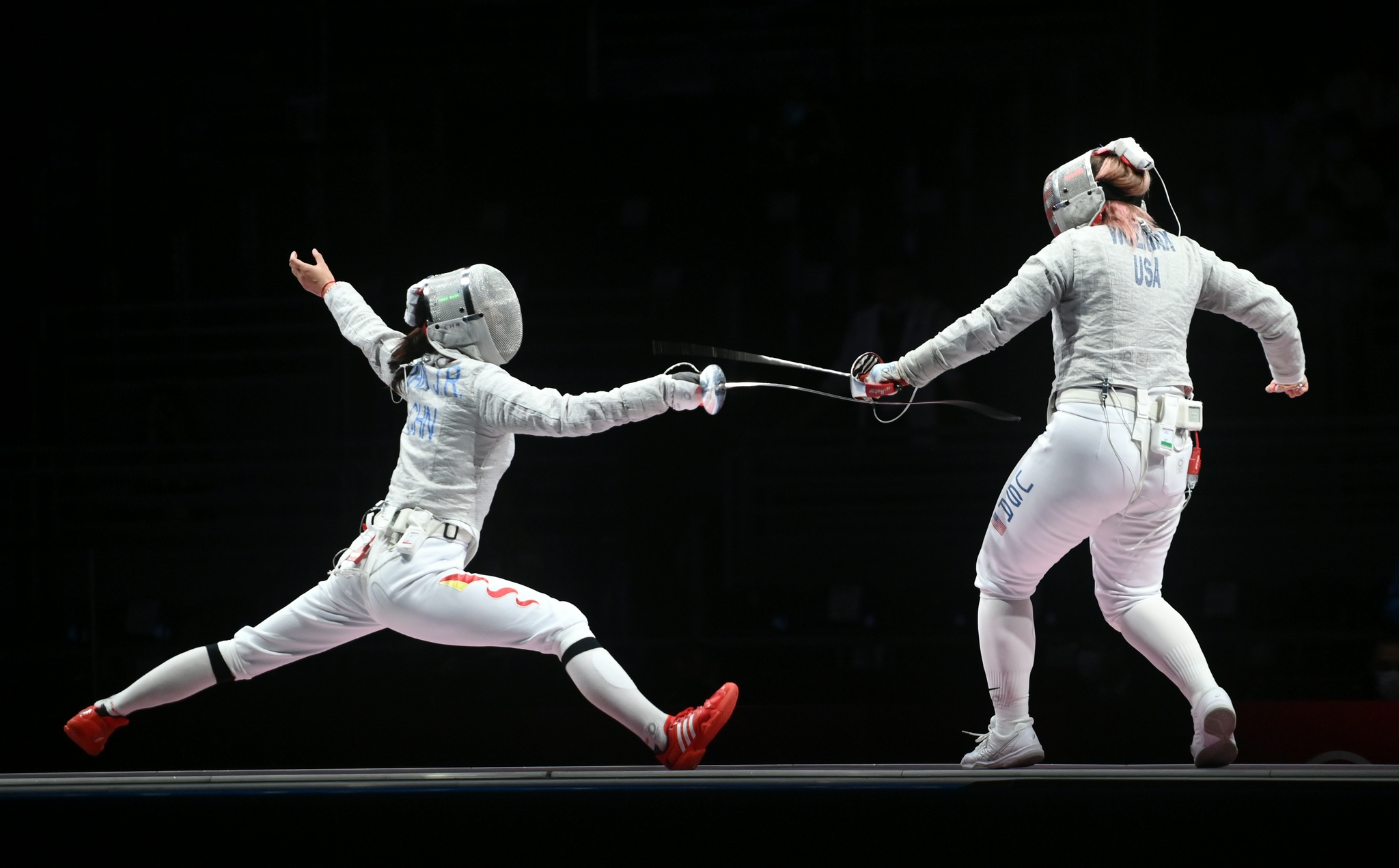 击剑——女子佩剑团体5-8名排位赛:中国不敌美国