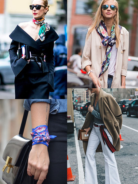 反而成为了整个行头不可或缺的搭配,本身丝巾都属于优雅复古潮流风格