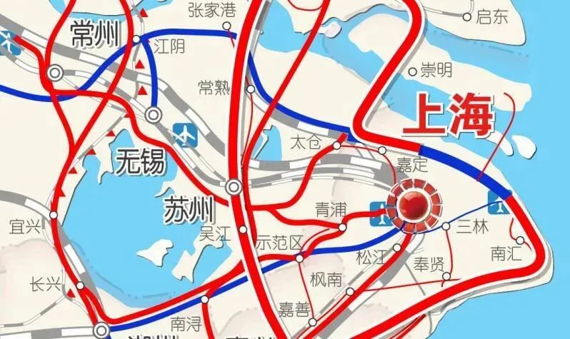 摘自《长三角地区多层次轨道交通"十四五"规划建设项目示意图》,灰色