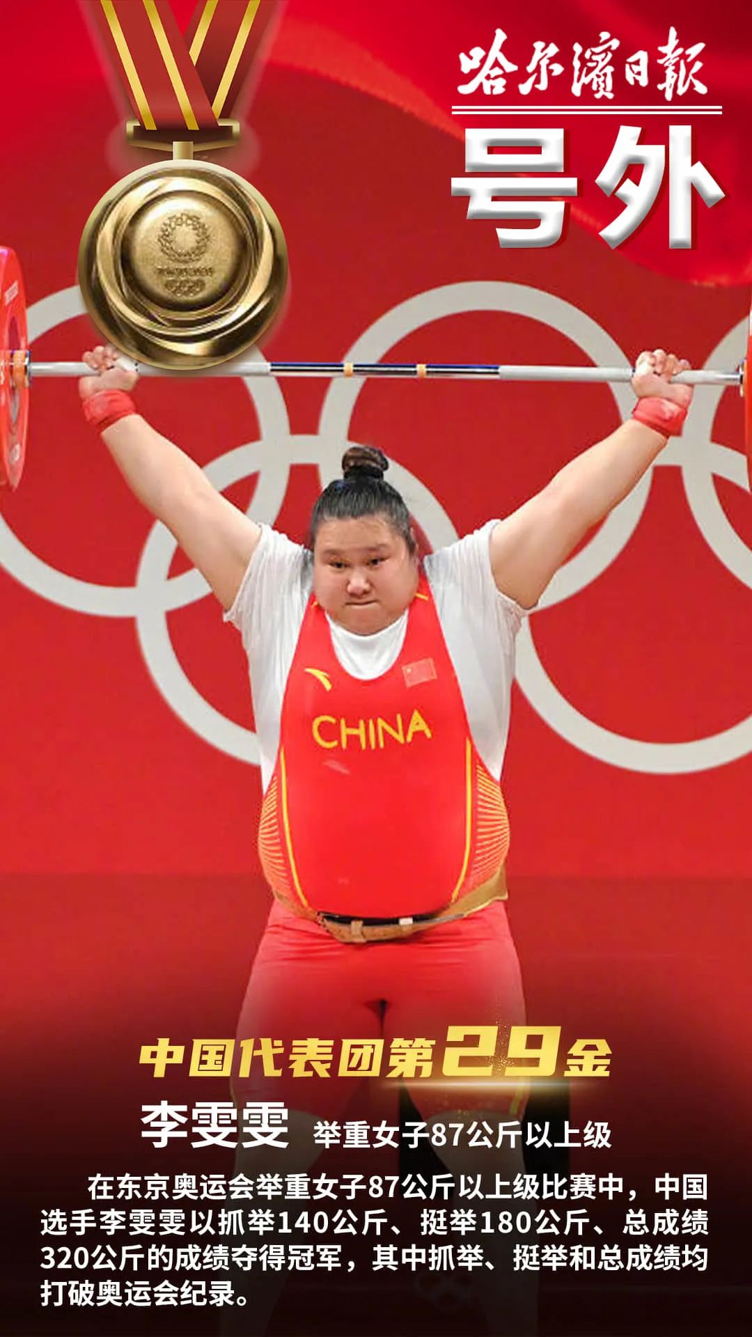 第29金!李雯雯夺冠丨7金1银!中国举重完美收官!