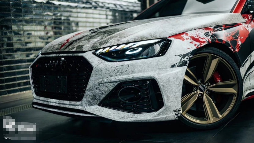 膜呗涂装案例奥迪rs4涂装战损另类的感觉是扎眼