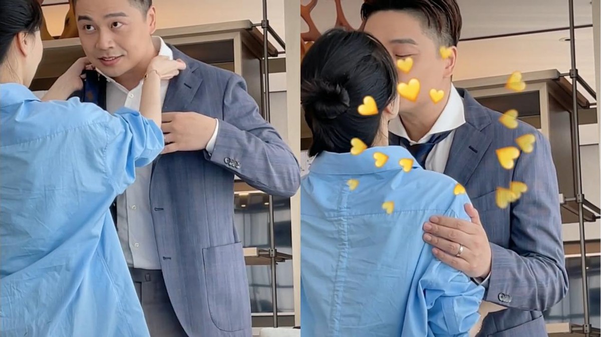 主持人沈涛老婆罕露面两人当众亲吻好甜蜜亲密拥抱一脸满足