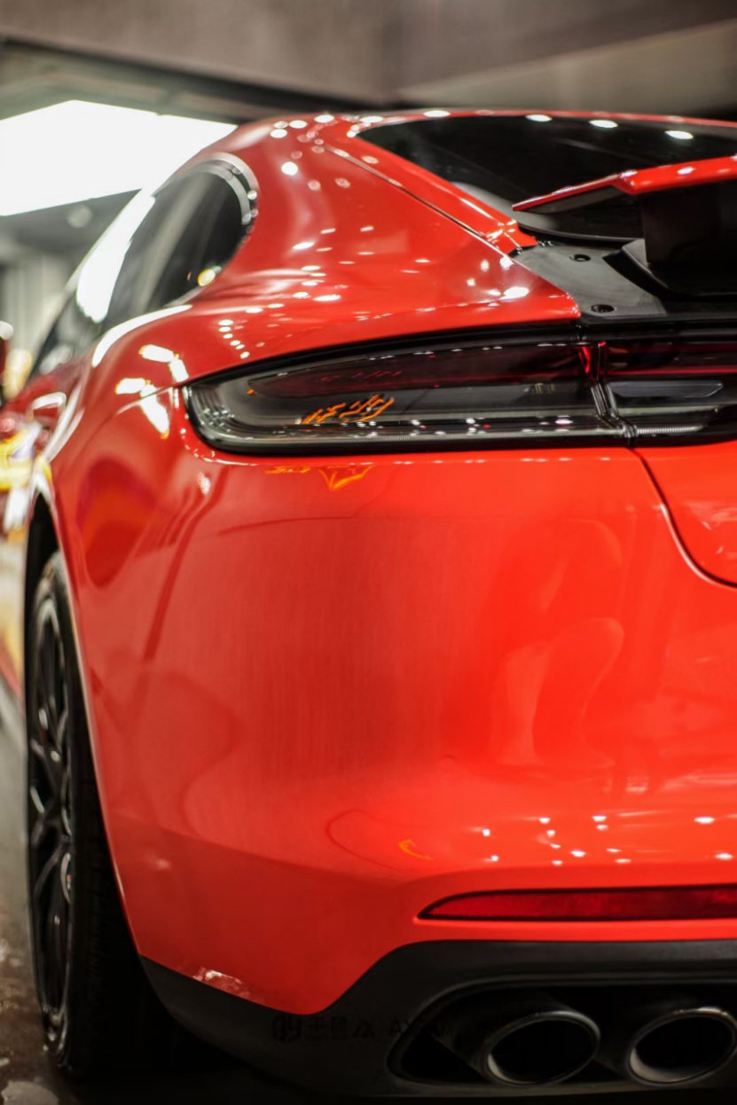 膜呗改色案例:保时捷帕拉梅拉改色熔岩橙 这样才完美