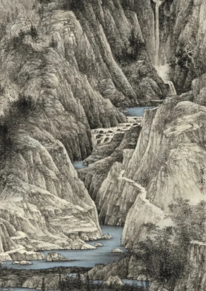 任泽涛先生大壑听泉浅赏艺海冲腾绘山水结缘悟道豪迈情