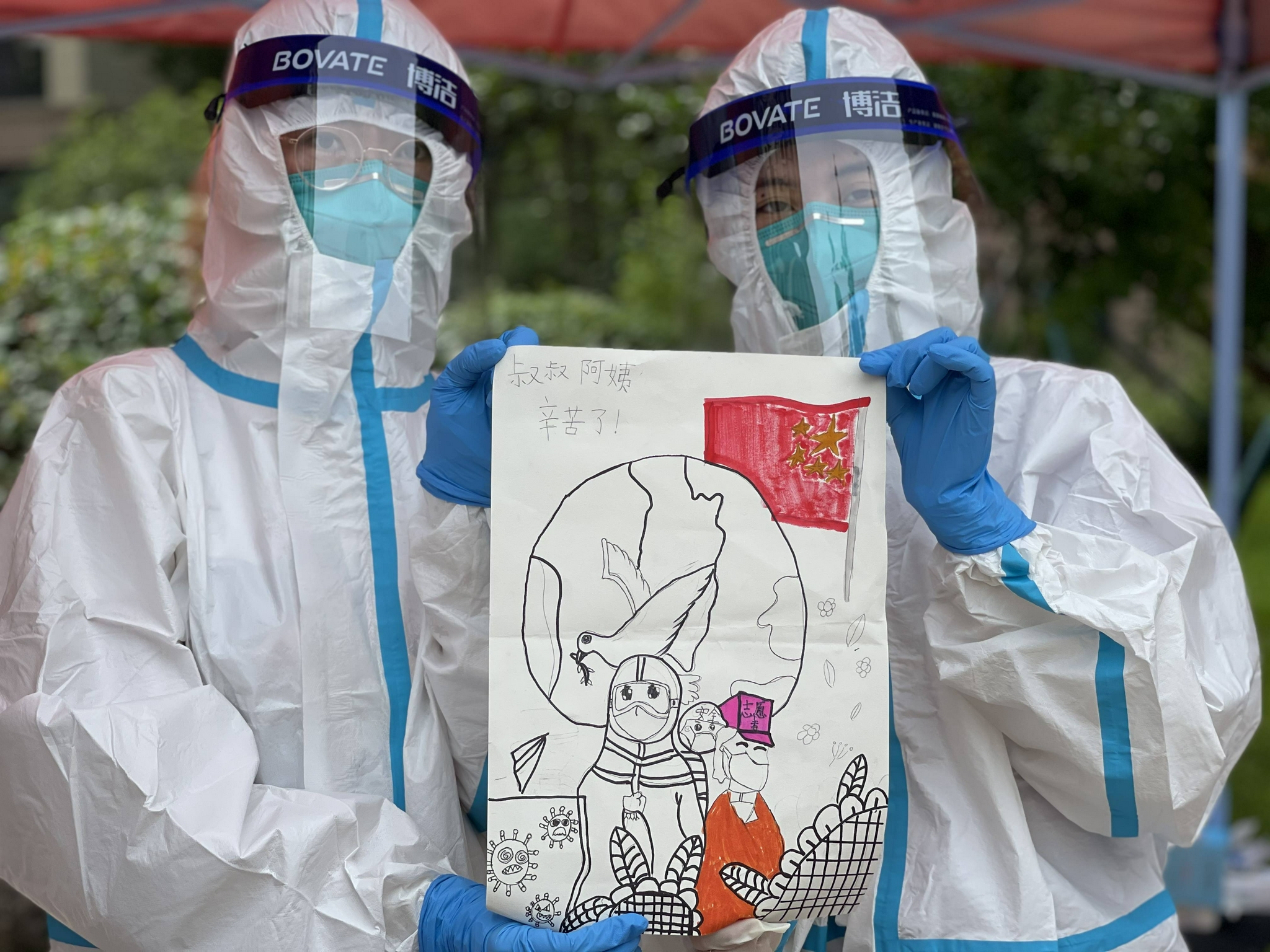叔叔阿姨辛苦了烟台小朋友画画感谢医护人员
