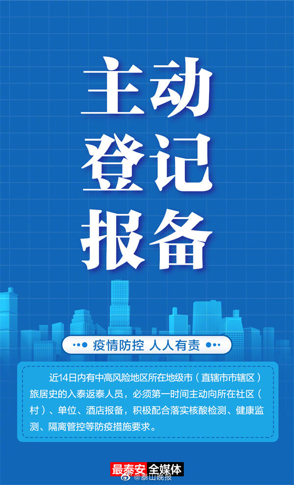 最泰安海报|疫情防控 人人有责——主动登记报备