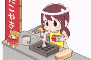 小女孩做章鱼小丸子的表情包动图制作章鱼小丸子给你吃