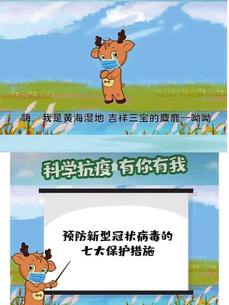 黄海湿地吉祥三宝陪你科学防疫