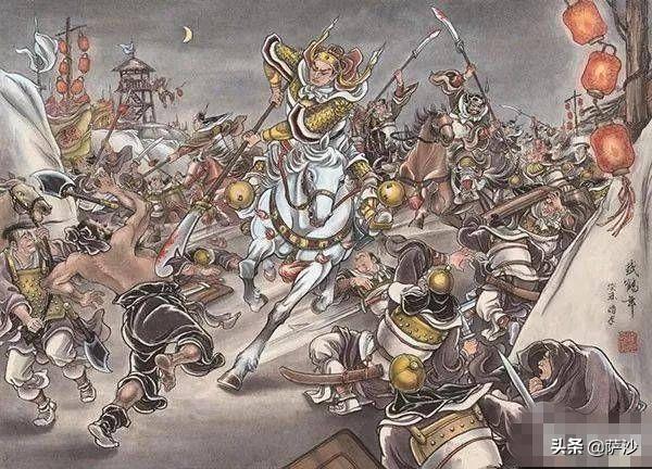 这就是我们在演义小说中所熟知的,"百骑劫曹营"的典故.