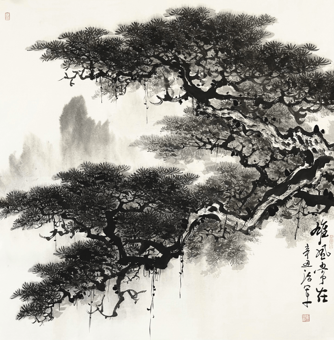 赏童治军画松:苍松有傲骨 松风览古今