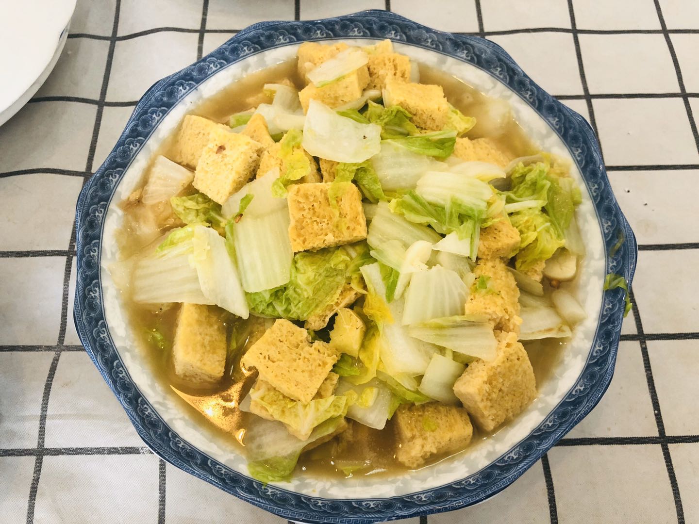 娃娃菜冻豆腐的做法