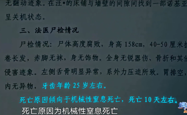 法医通过尸检判断,这是一名25岁左右的女子.