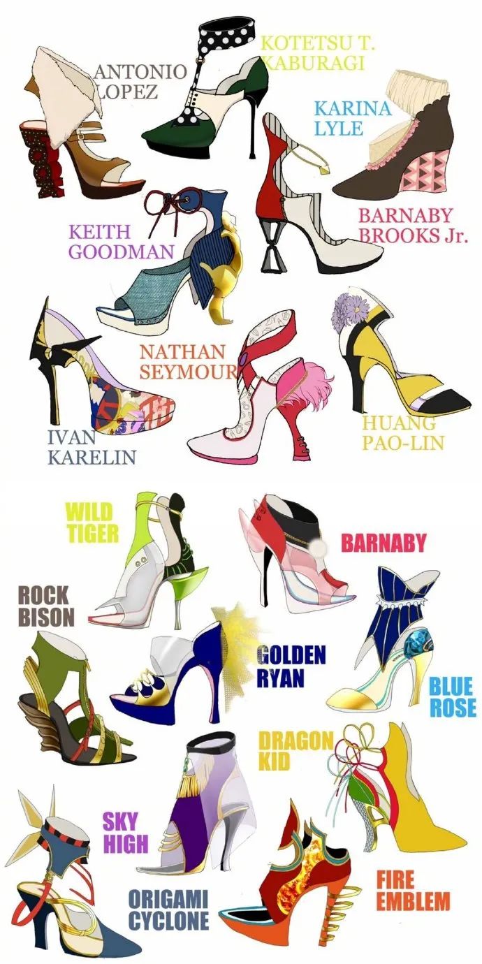 这组鞋子特写插画有点涩气啊风格好带感