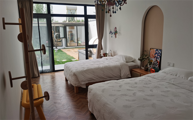 北京延庆玉渡山民宿旅游住宿哪家好玉渡山海棠窝窝民宿庭院挖沙