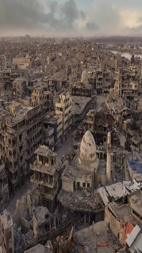 伤痕累累的阿富汗千疮百孔的房窝没有一栋是完整的