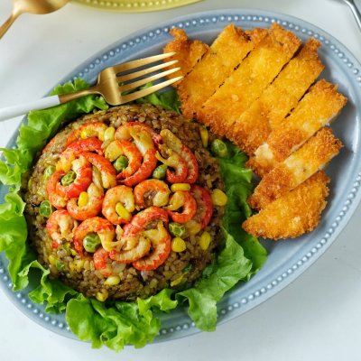 健康美味小龙虾咖喱炒饭