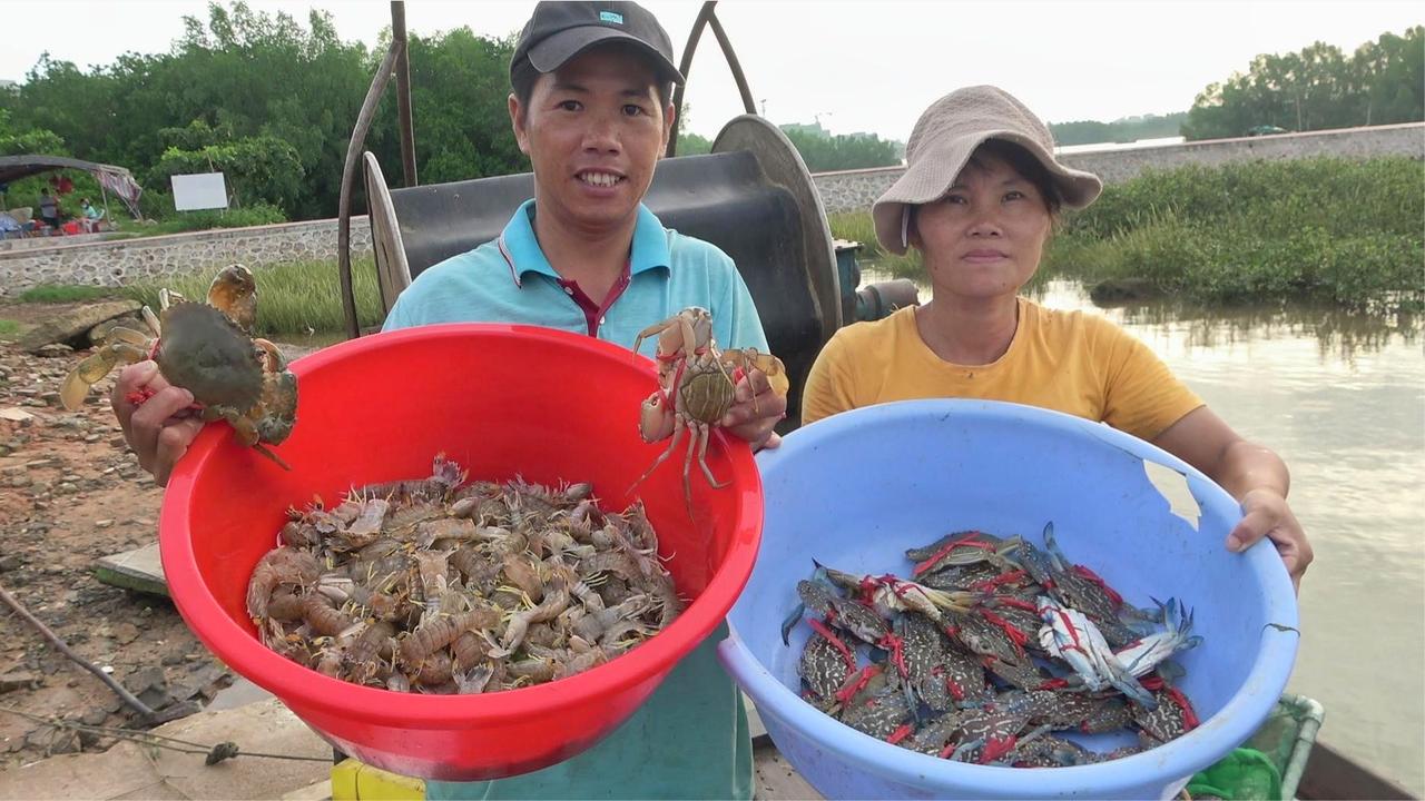 今年开渔太幸运,小池夫妇重归赶海劳作,螃蟹和皮皮虾都是抓爆了