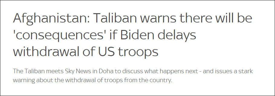 塔利班警告：如果美国推迟撤军，将面临严重后果休闲区蓝鸢梦想 - Www.slyday.coM