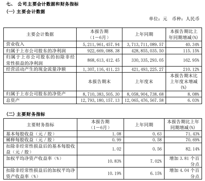 图片来源：金能科技2021年半年度报告截图