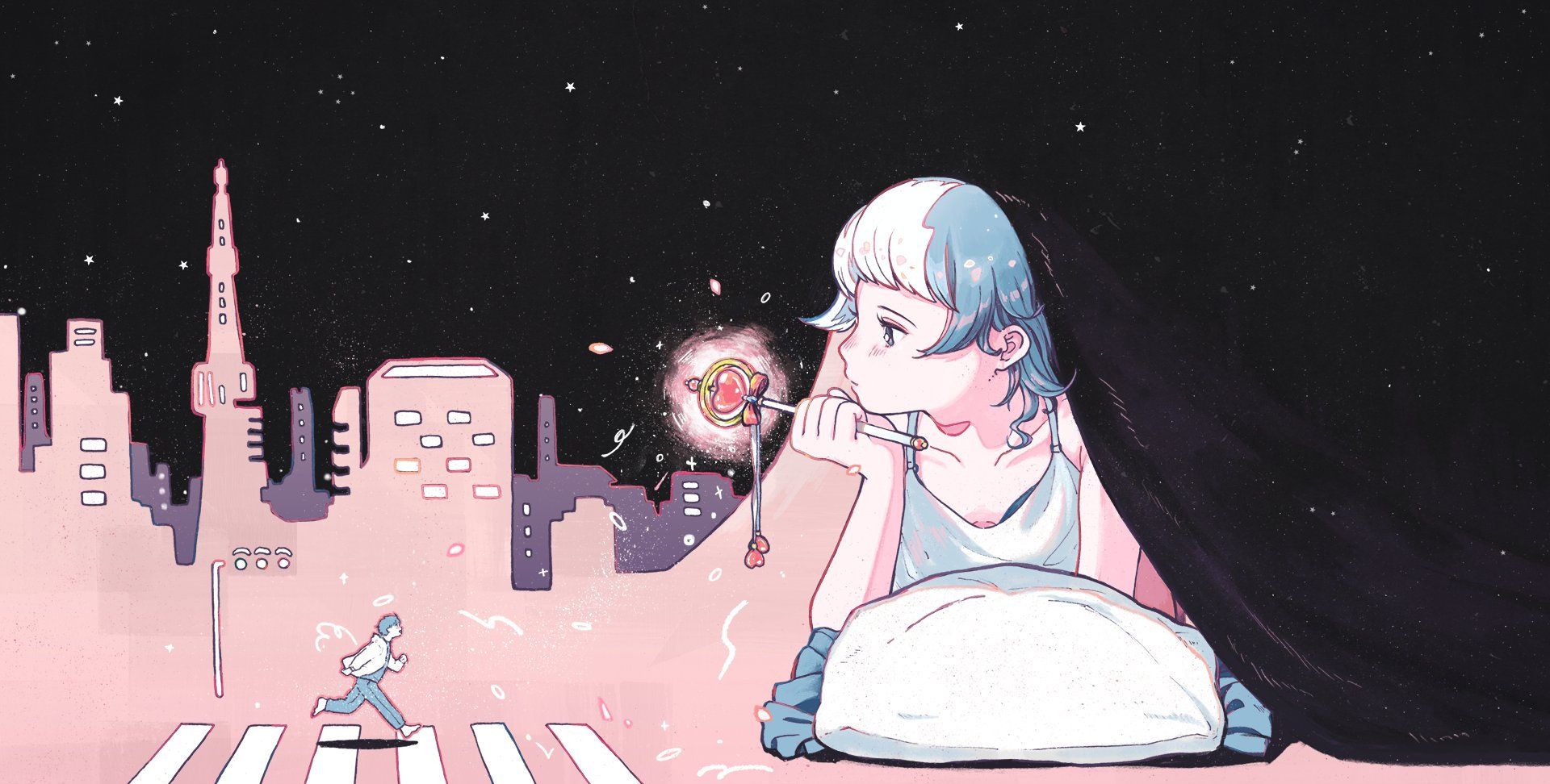 清新唯美的日系插画,典型的浪漫,梦幻少女风格