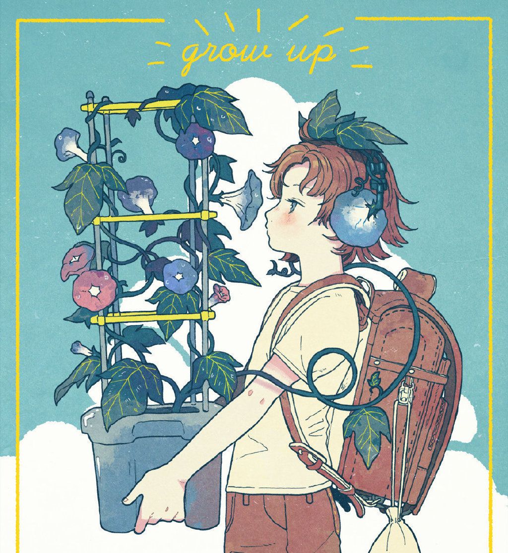 清新唯美的日系插画,典型的浪漫,梦幻少女风格