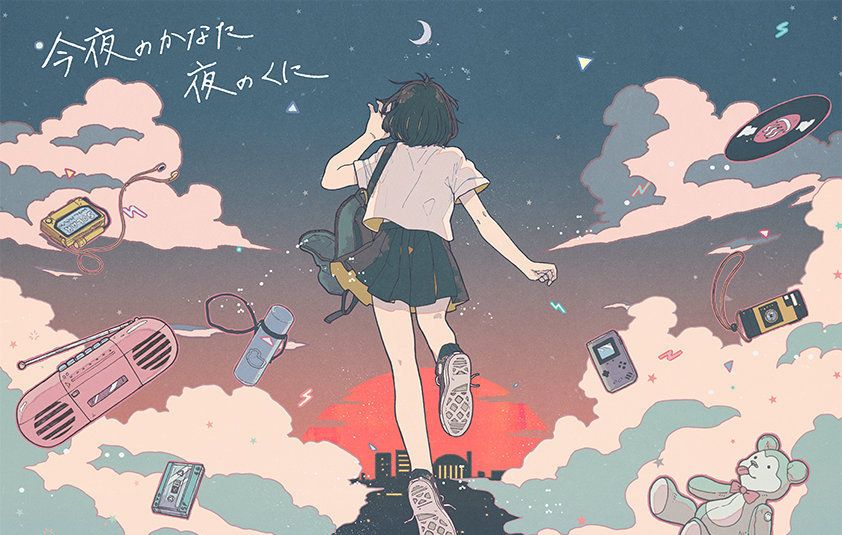 清新唯美的日系插画,典型的浪漫,梦幻少女风格