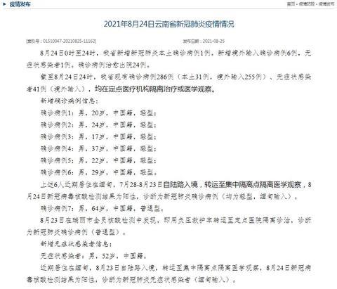 云南省8月24日新增新冠肺炎本土确诊病例1例休闲区蓝鸢梦想 - Www.slyday.coM