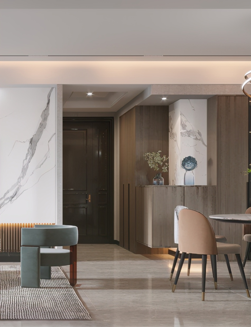 坐拥中西厨 玄关柜 观景阳台,175m简约轻奢风格大平层设计