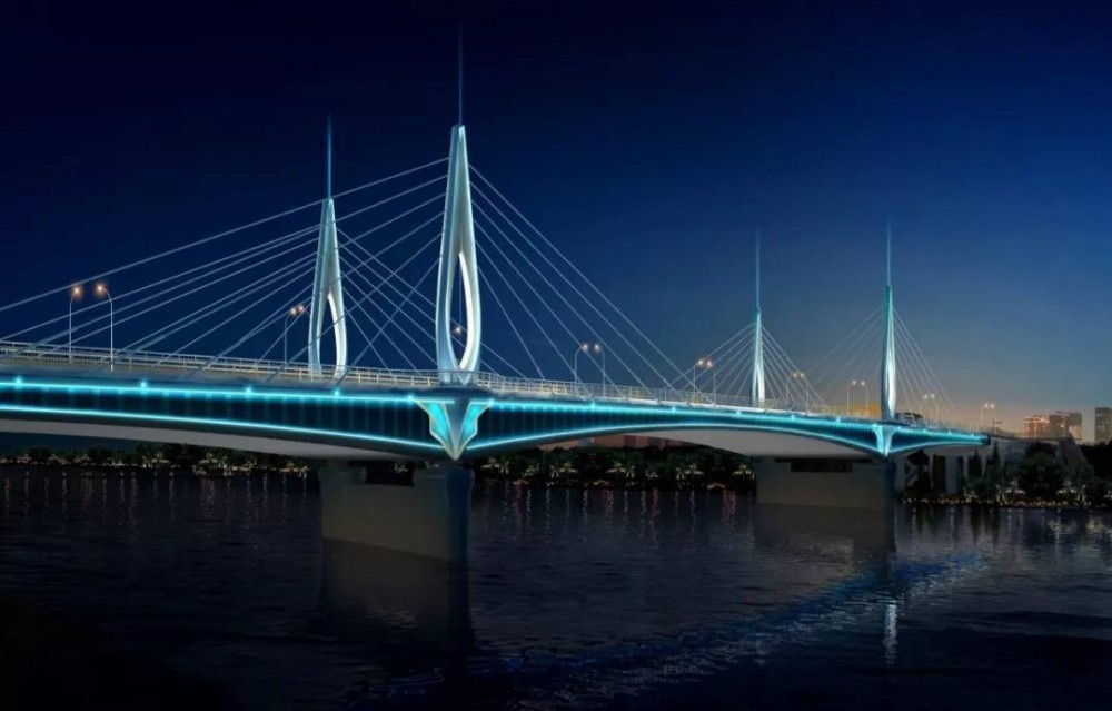 新建浦港路跨太浦河大桥效果图
