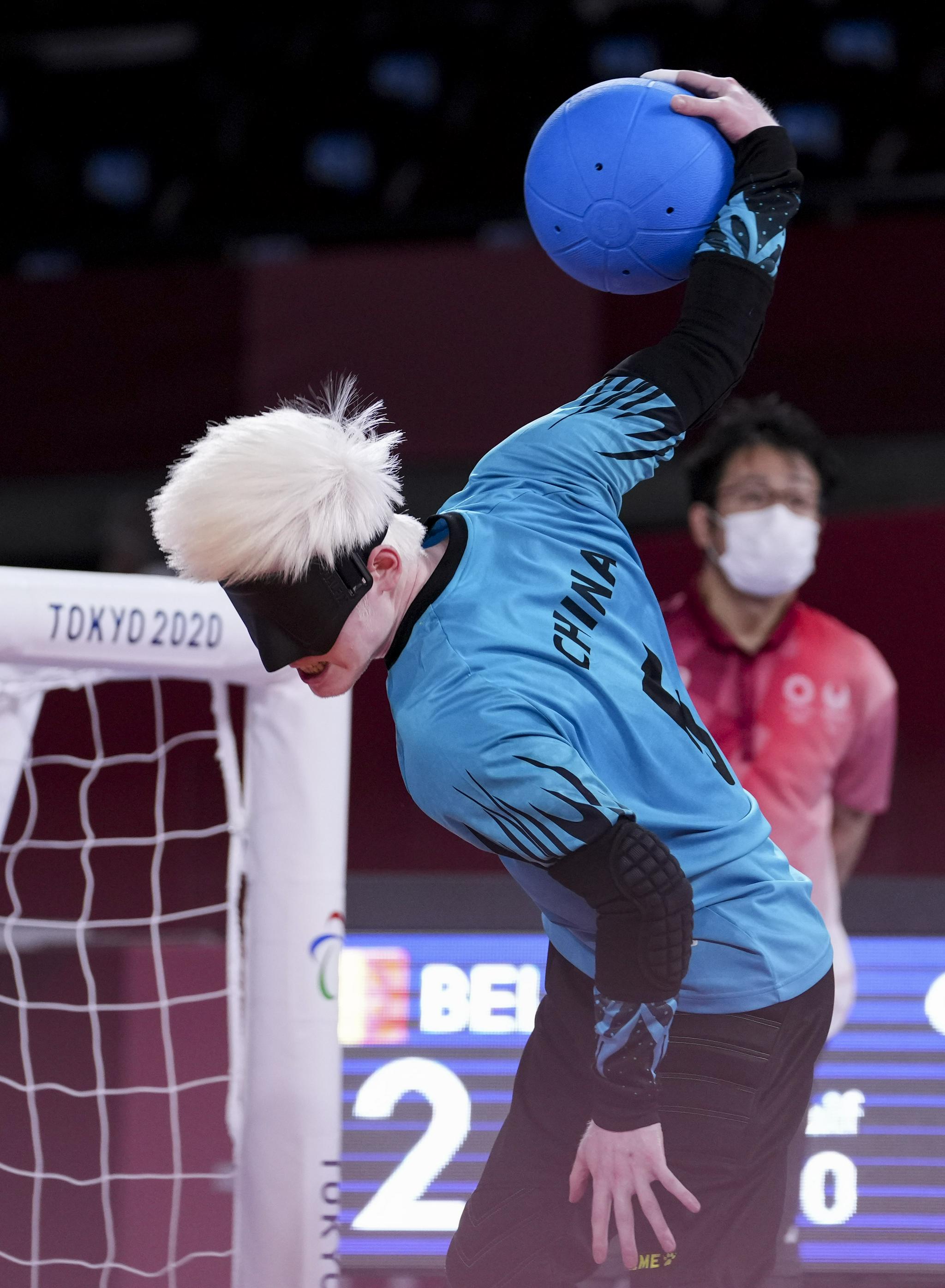 盲人门球——小组赛:中国男队不敌比利时