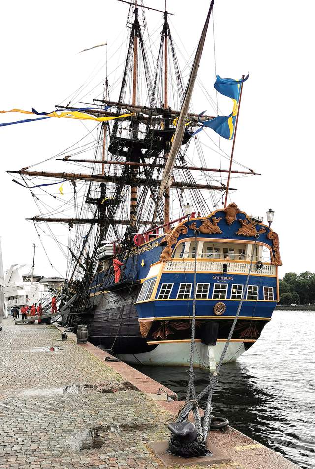 中瑞友谊的仿古帆船哥德堡号抵达斯德哥尔摩