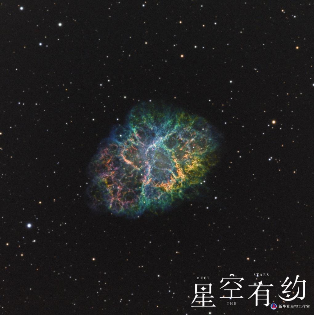 北京市天文爱好者王辰2020年11月租用智利天文台设备拍摄的蟹状星云特写（多张叠加）。（本人供图）