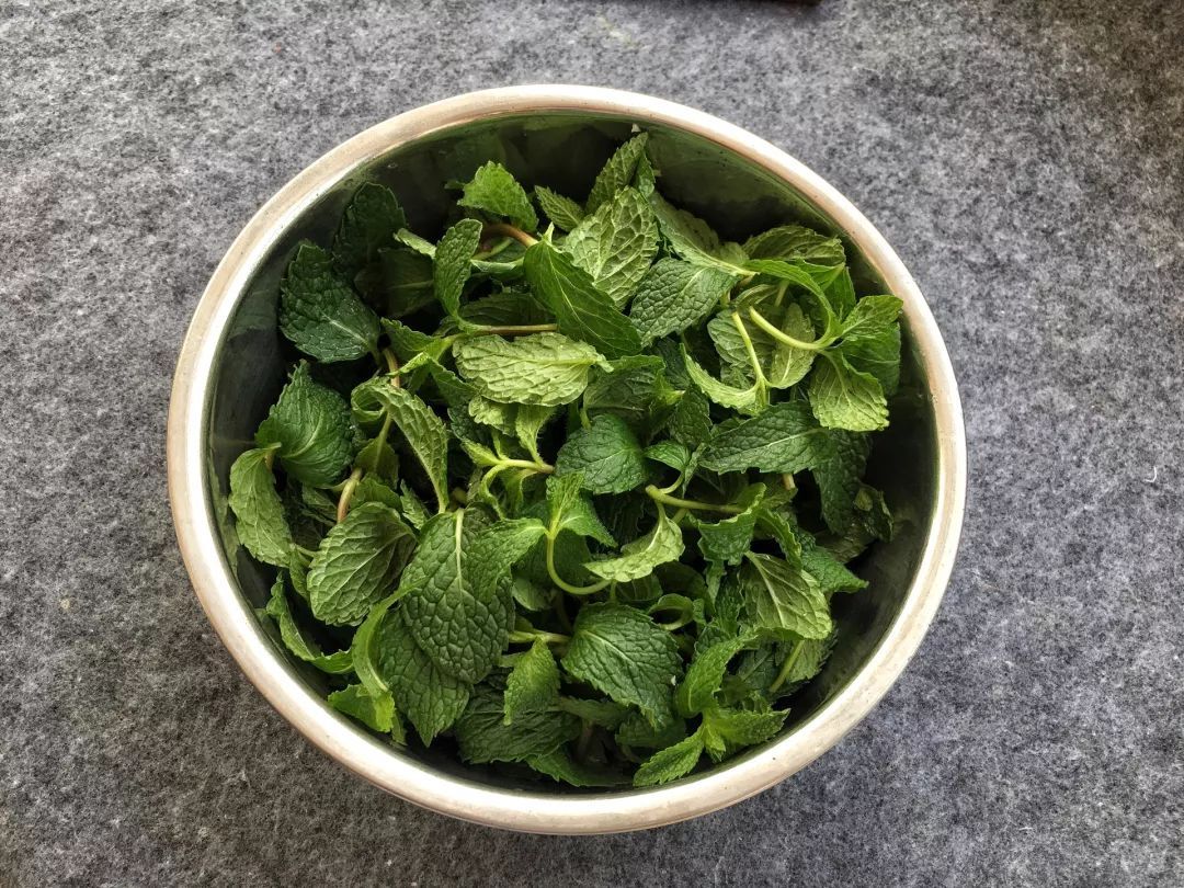 美味的凉拌薄荷肉片