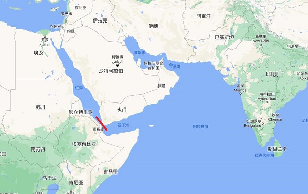 红线处是曼德海峡