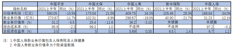(来源:第一财经根据上市险企半年报梳理)