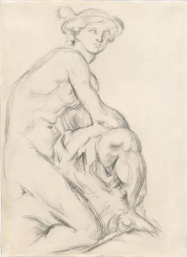 保罗·塞尚，《仿皮加勒的墨丘利》，约1890；纸上铅笔素描