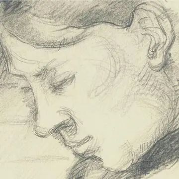 保罗·塞尚，《塞尚夫人》细节，约1884-87；纸上铅笔素描