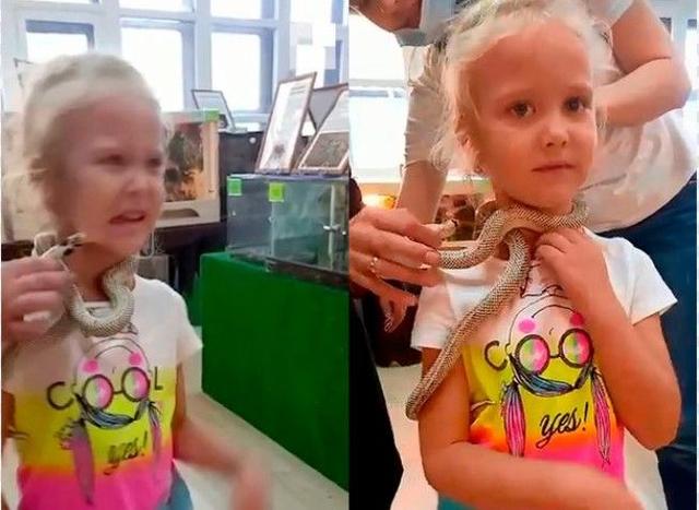 5岁女孩脖子挂蛇拍照 被蛇咬伤脸部休闲区蓝鸢梦想 - Www.slyday.coM