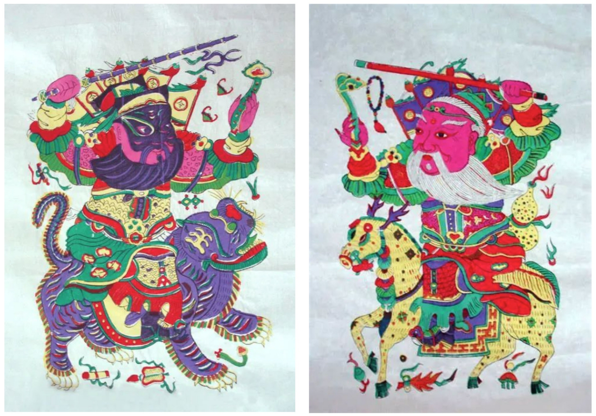 桃花坞木版年画 门神 (图片来自网络)此外,像桃花坞木刻版画等本馆没